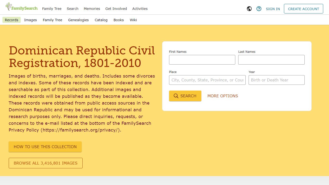 Dominican Republic Civil Registration, 1801-2010 ...